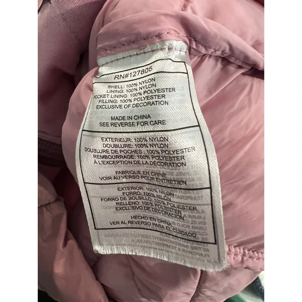 Reebok Girls Lightweight Dusty Pink Puffer Coat‎ Hooded Jacket Size S 7-8